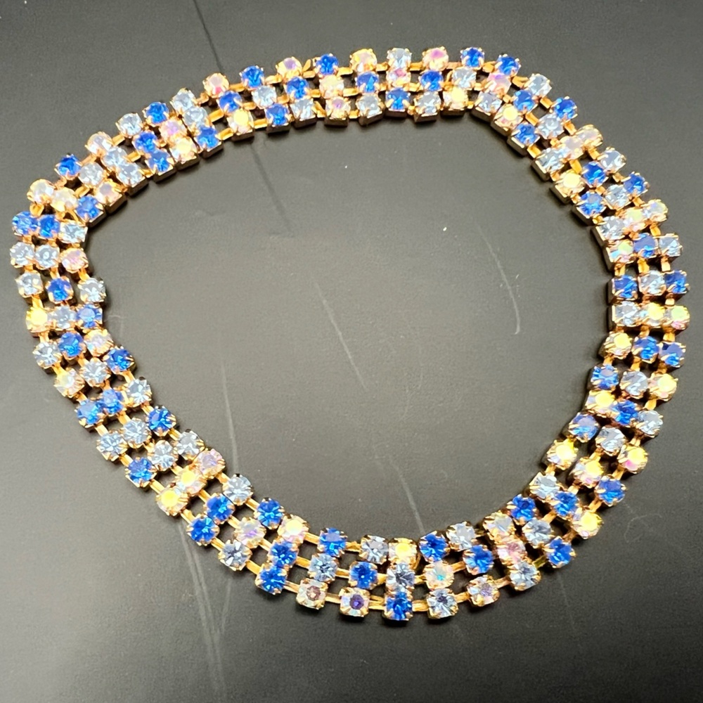 Elegant Blue and Gold Crystal Bracelet